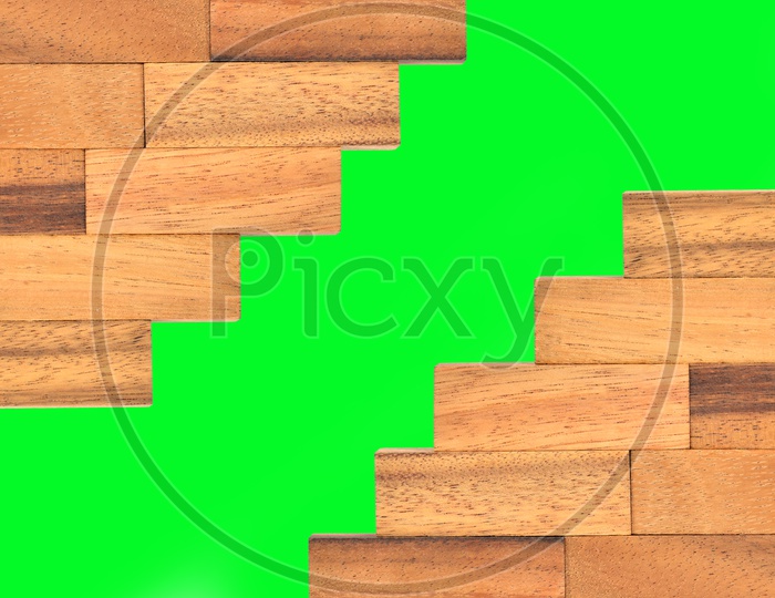 Illustration Template With Wooden Plank Patterns Over isolated Green  Background