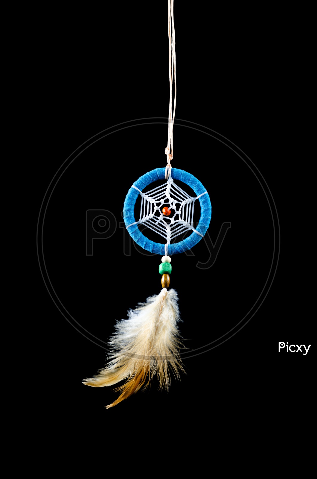Dream Catcher Hanging Isolated On Black Background