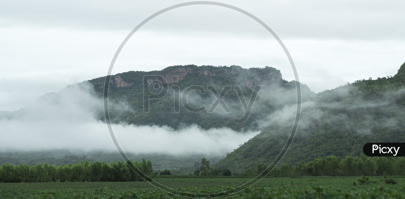 Thailand Mountains covered with mist during morning