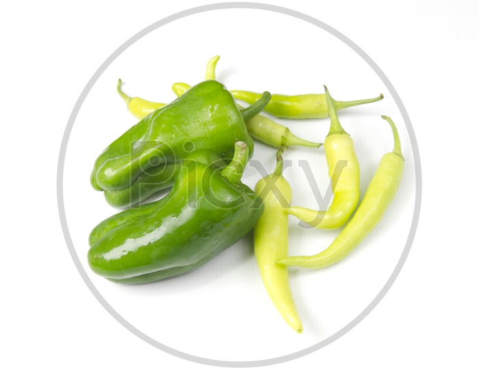 Green pepper and Yellow Mirchi