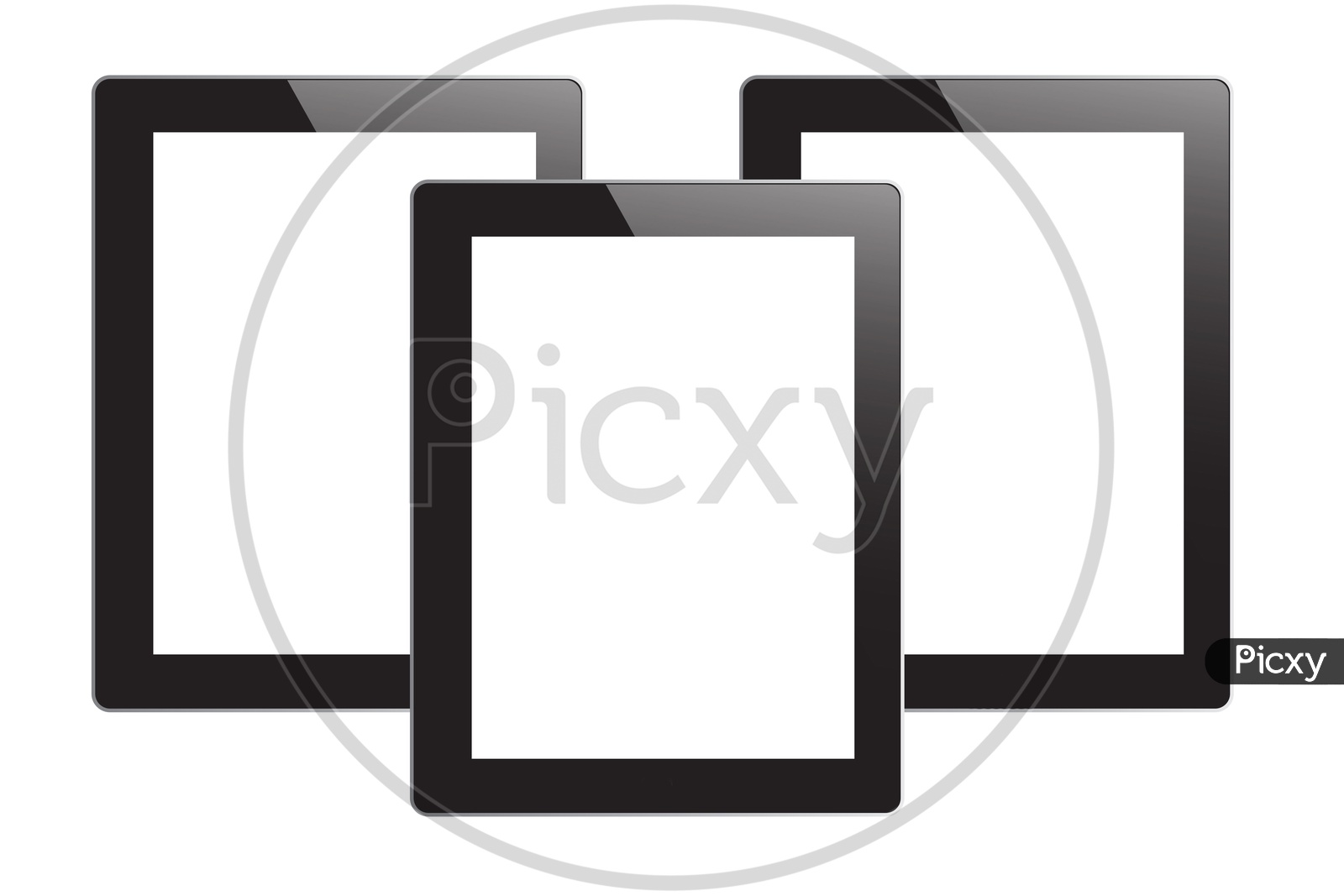 Illustration Of  Tablet Gadgets With Bank Screens Over a Background