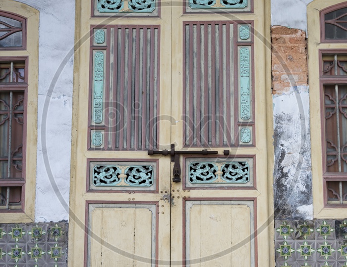 Door of Kapitan Keling Mosque in Penang Malaysia