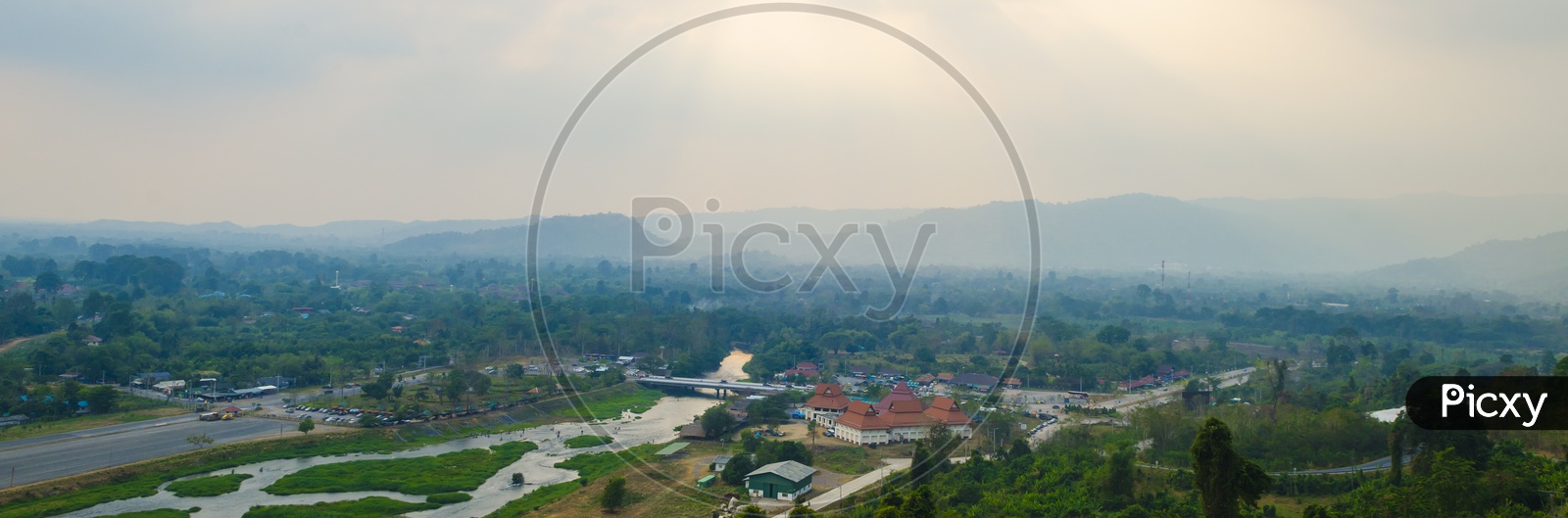 Aerial View of Nakhon Nayok City, Thailand