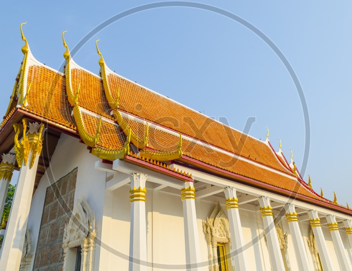 Beautiful temples  Canopy Over Blue Sky In Thailand