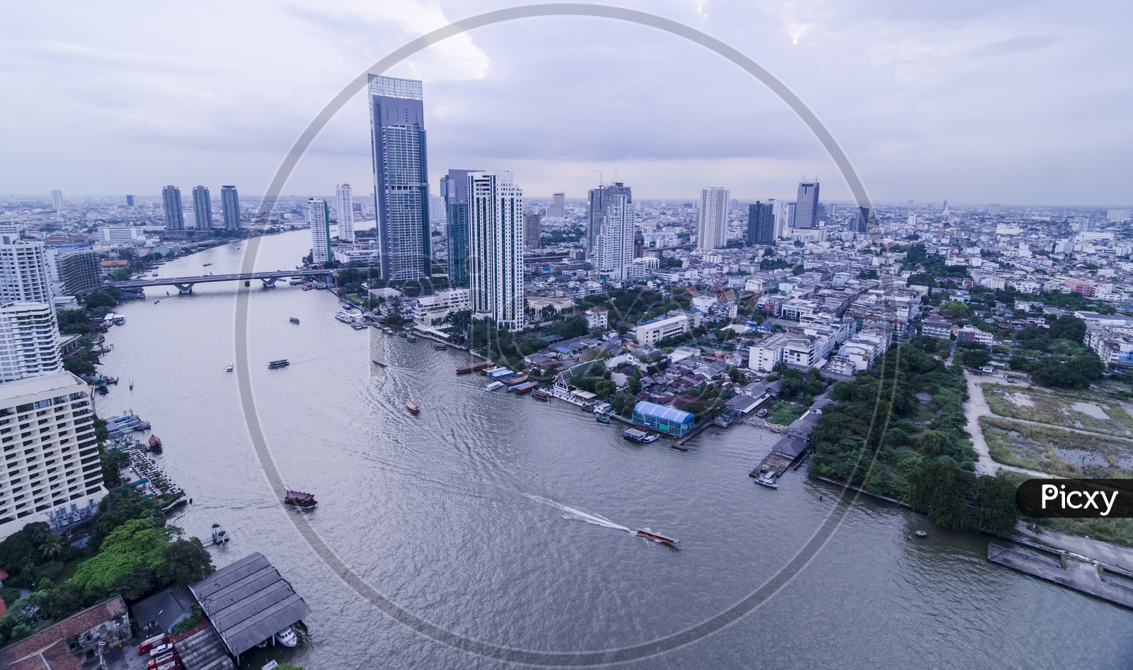 Panorama view of Bangkok cityscape