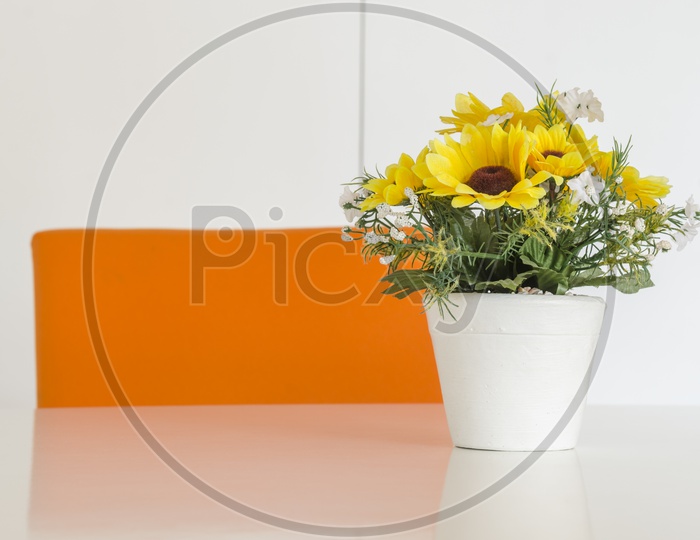 A Flower pot on the office table