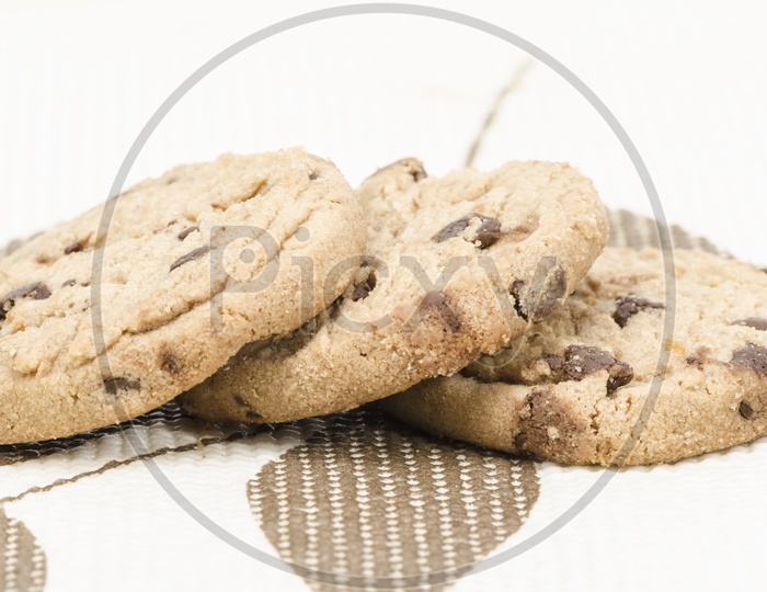 Chocolate chips cookies isolated on white background