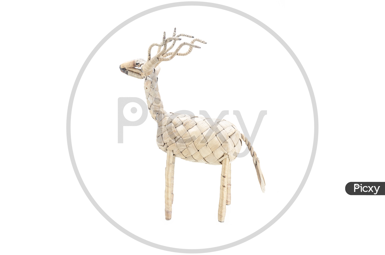 Hand Craft Of Weaved Deer On an Isolated White Background