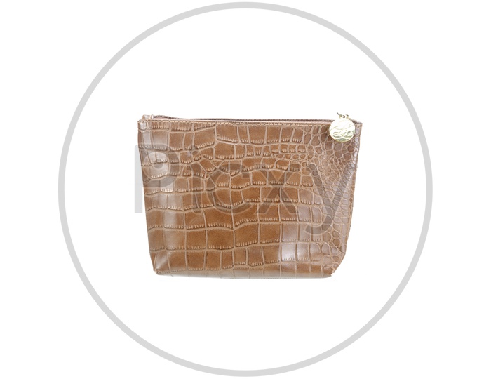 Woman leather Hand bag On an  isolated white background
