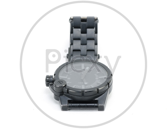 Modern Men's Wrist Watch On an Isolated White Background