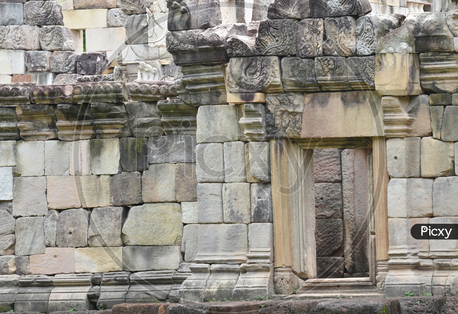 Old Ruins Of Prasat Sdok Thom  Temple or Ancient Buddhist Temple in Laeo, Thailand