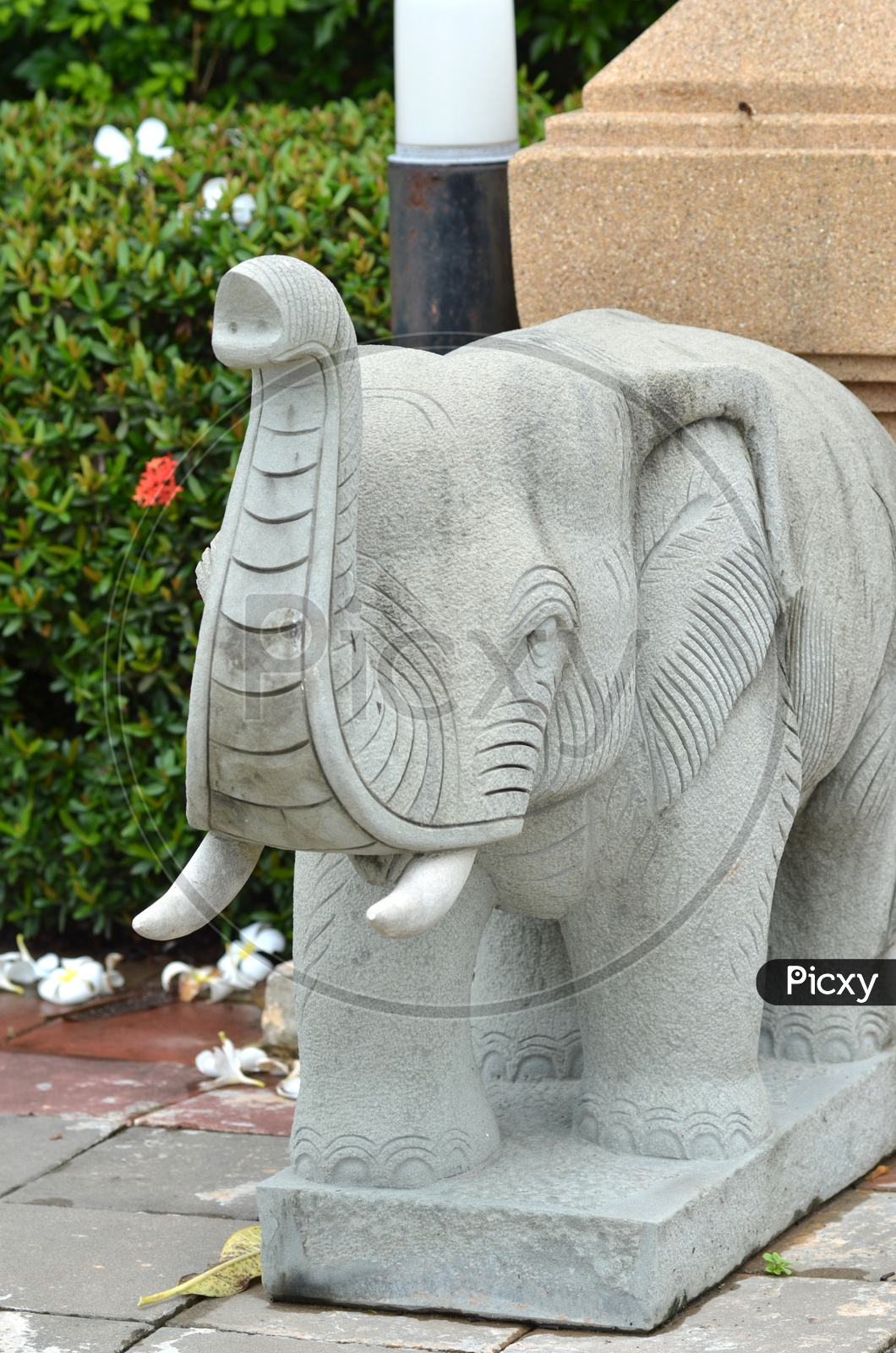 elephant statue  or Stone Carved Elephant Statue  For Good Luck In Thailand