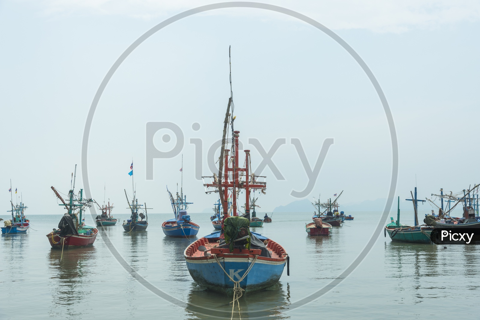 Landscape of local fishing boats in Thailand