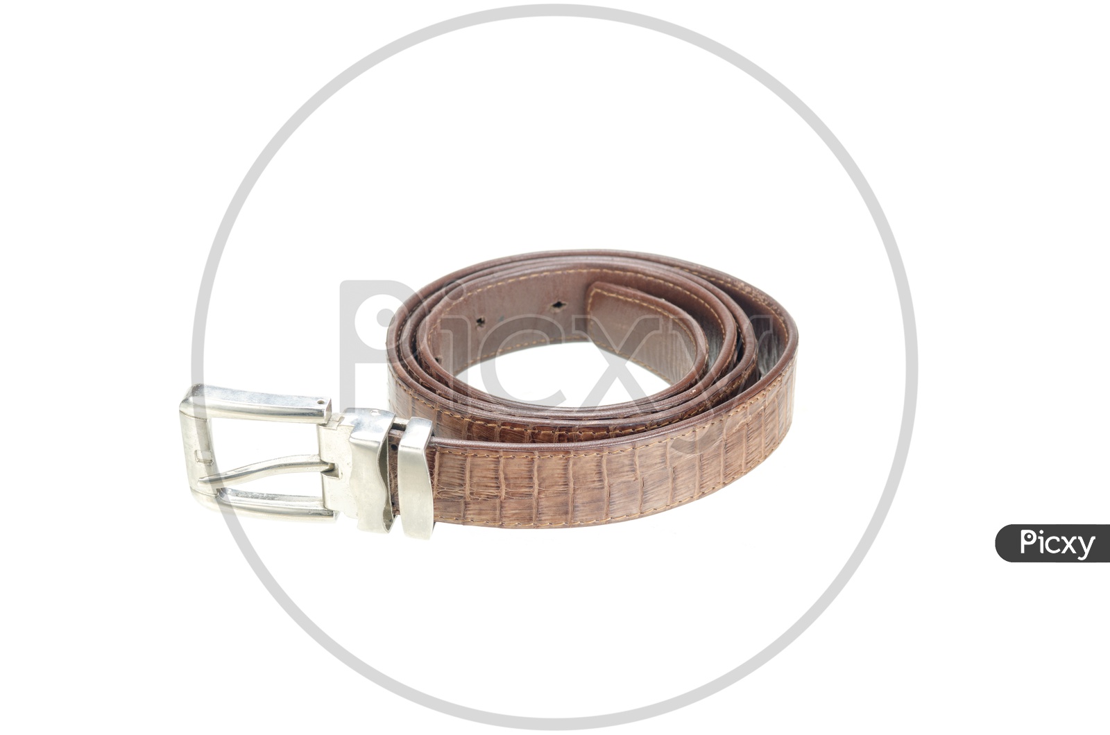 Leather Belt made from crocodile skin isolated on white Background