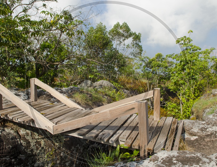 A Small Wooden Bridge in Phu Hin Rong Kla National Park