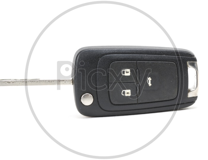Modern Car keys With Selective Focus On an Isolated White Background