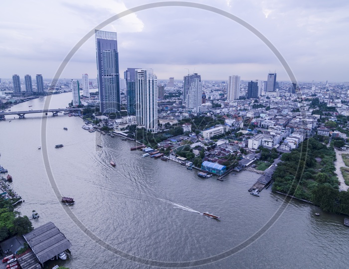 Panorama view of Bangkok cityscape