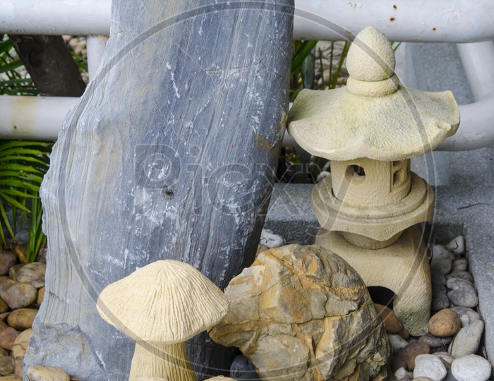 Mushroom Totem Pole At a Resort Garden