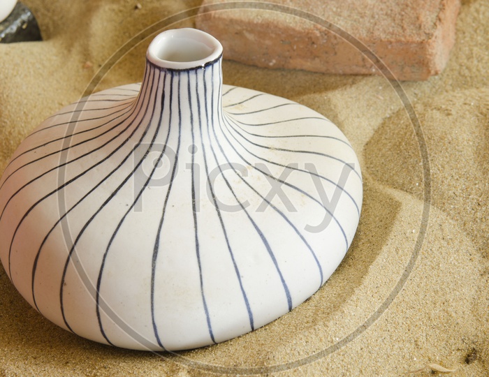 ceramic pots or Vase On Sand