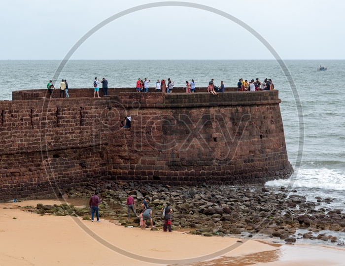 View of Sinquerium fort, Sinquerium Beach Goa, Candolim, Goa, India