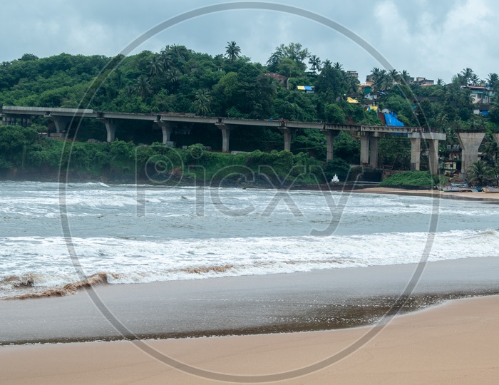 Flyover construction at Baina beach, Vasco Da Gama, Goa.