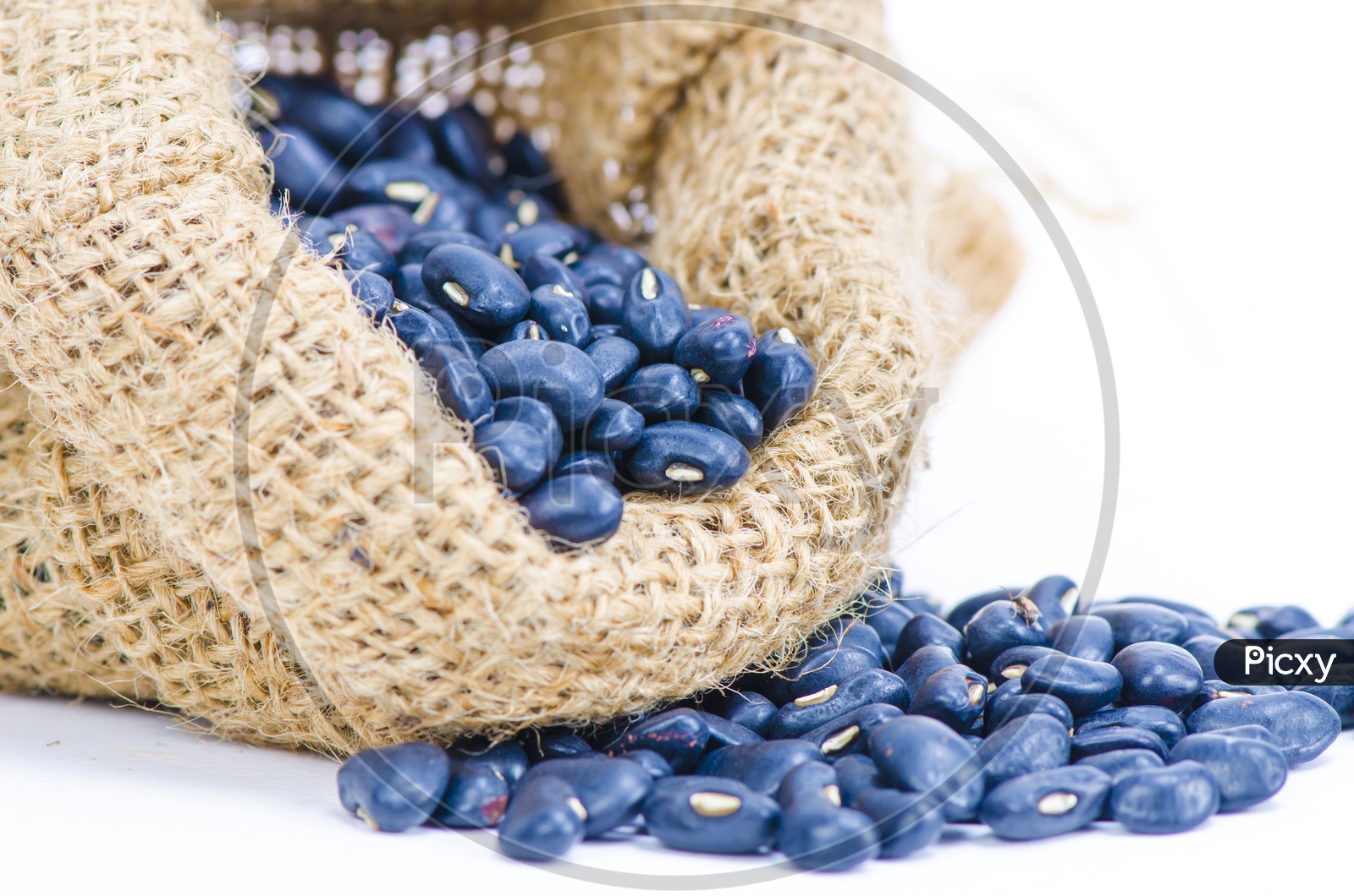 Thai blue Beans in sack closeup