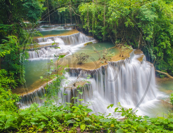 Thailand waterfalls in Kanjanaburi (Huay Mae Kamin)