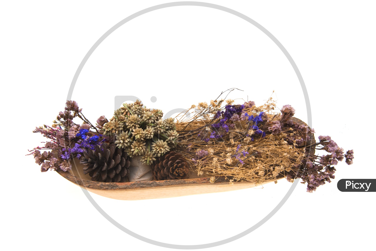 Dried vintage flowers are beautifully placed on white ground.