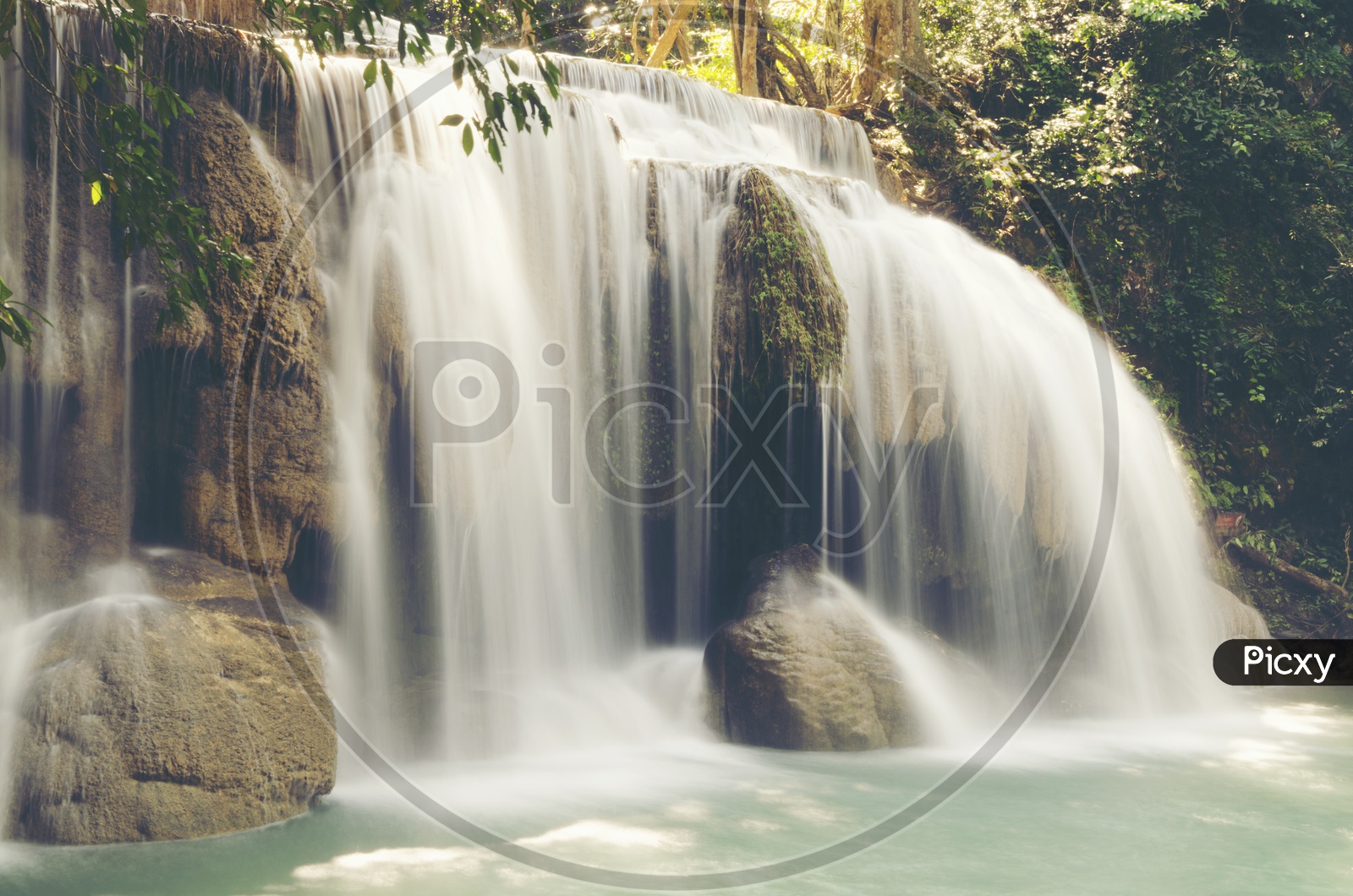 Long Exposure of Waterfall in Deep Forests Of  Kanchanaburi, Thailand