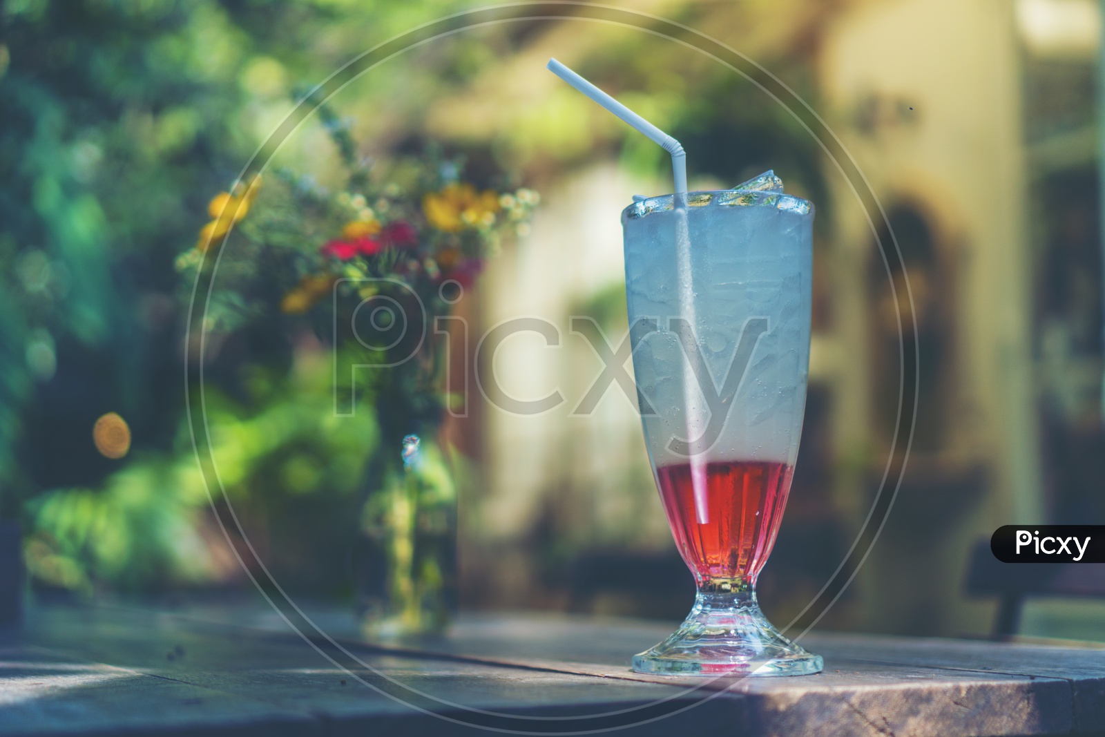 Summer Quenchers For Thirst Or Mocktails On a Cafe Table  background