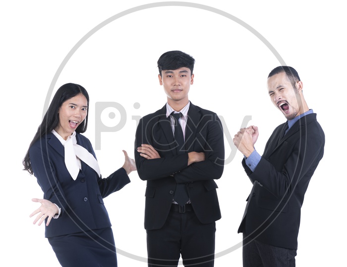 happy successful business team Over an  isolated  white background