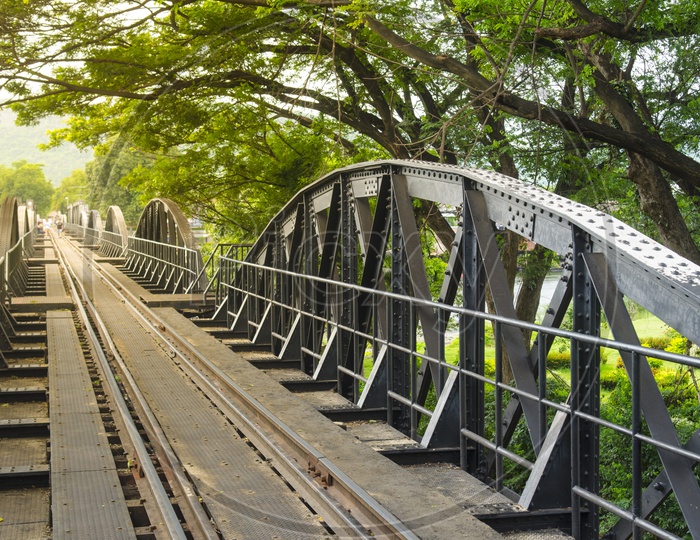 Arch Railway Bridge With Railway Track