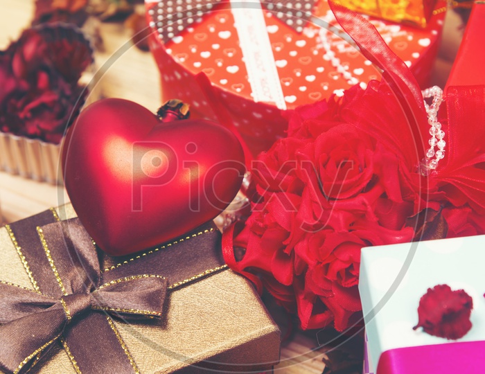 Artistic  Templates  For Valentine's Day Or Lovers day With   Love hearts  and Gifts