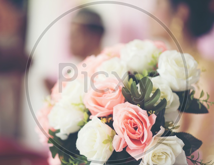 Fresh Rose Flowers In a Bouquet Closeup Forming a Background For Valentine's Day Or Lovers Day