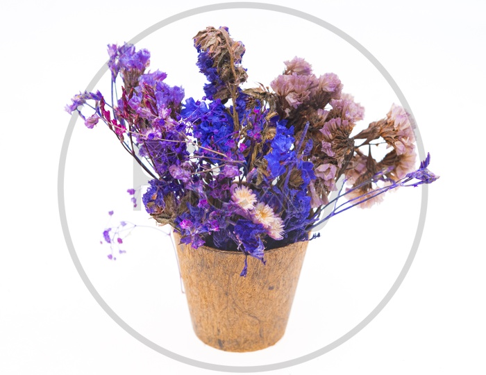 Purple vintage flower wooden vase