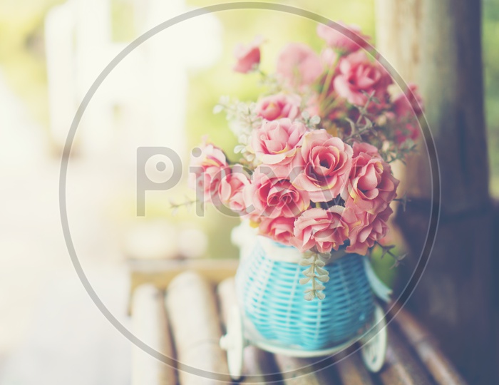 Fresh Rose Flowers In a Bouquet Forming a Background For Valentine's Day Or Lovers Day