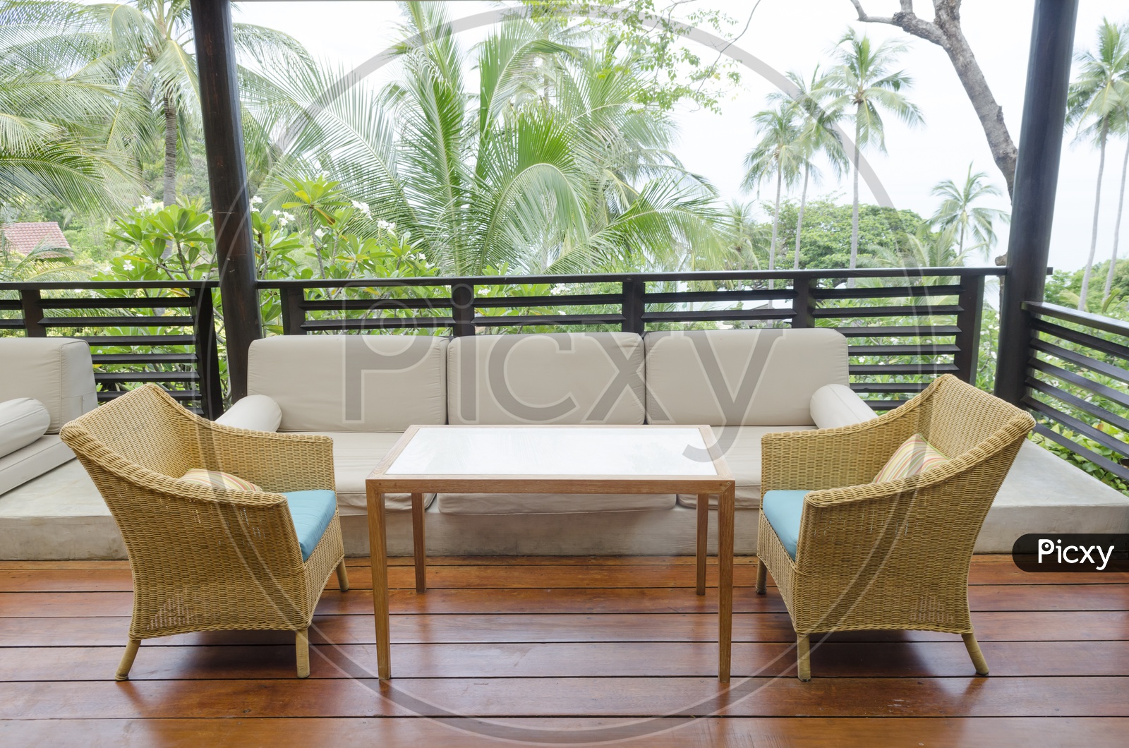 Vintage chairs and sofa set in a Thai Resort