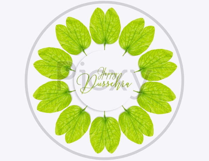 Happy Dussehra  Greeting Template With Dussehra Wishes With Bauhinia Leafs