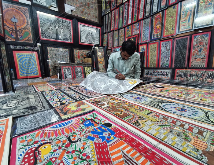 Handicrafts Arts In a Stall At Shilparamam