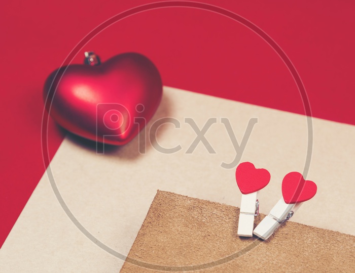 Valentine's Day or Lovers Day Template For greetings With Copy Space and Red Love Hearts
