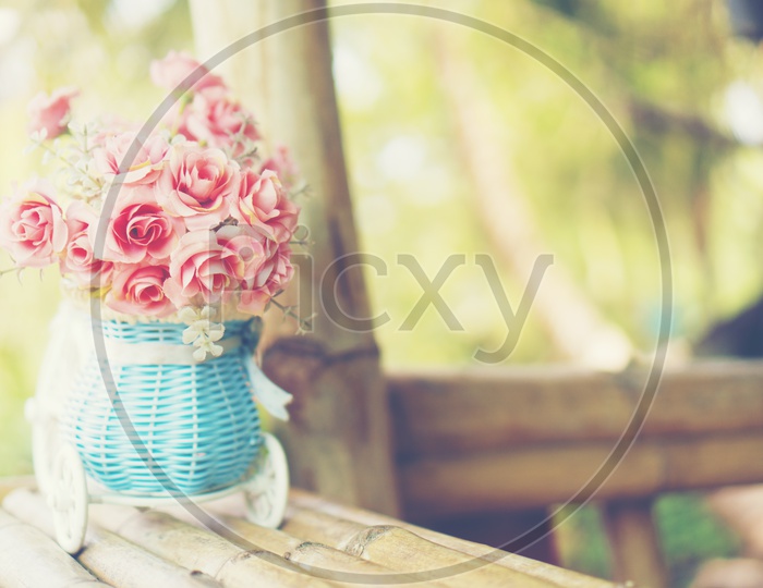 Fresh Rose Flowers In a Bouquet Forming a Background For Valentine's Day Or Lovers Day