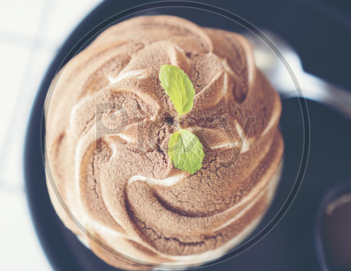 chocolate ice-cream with whipping cream