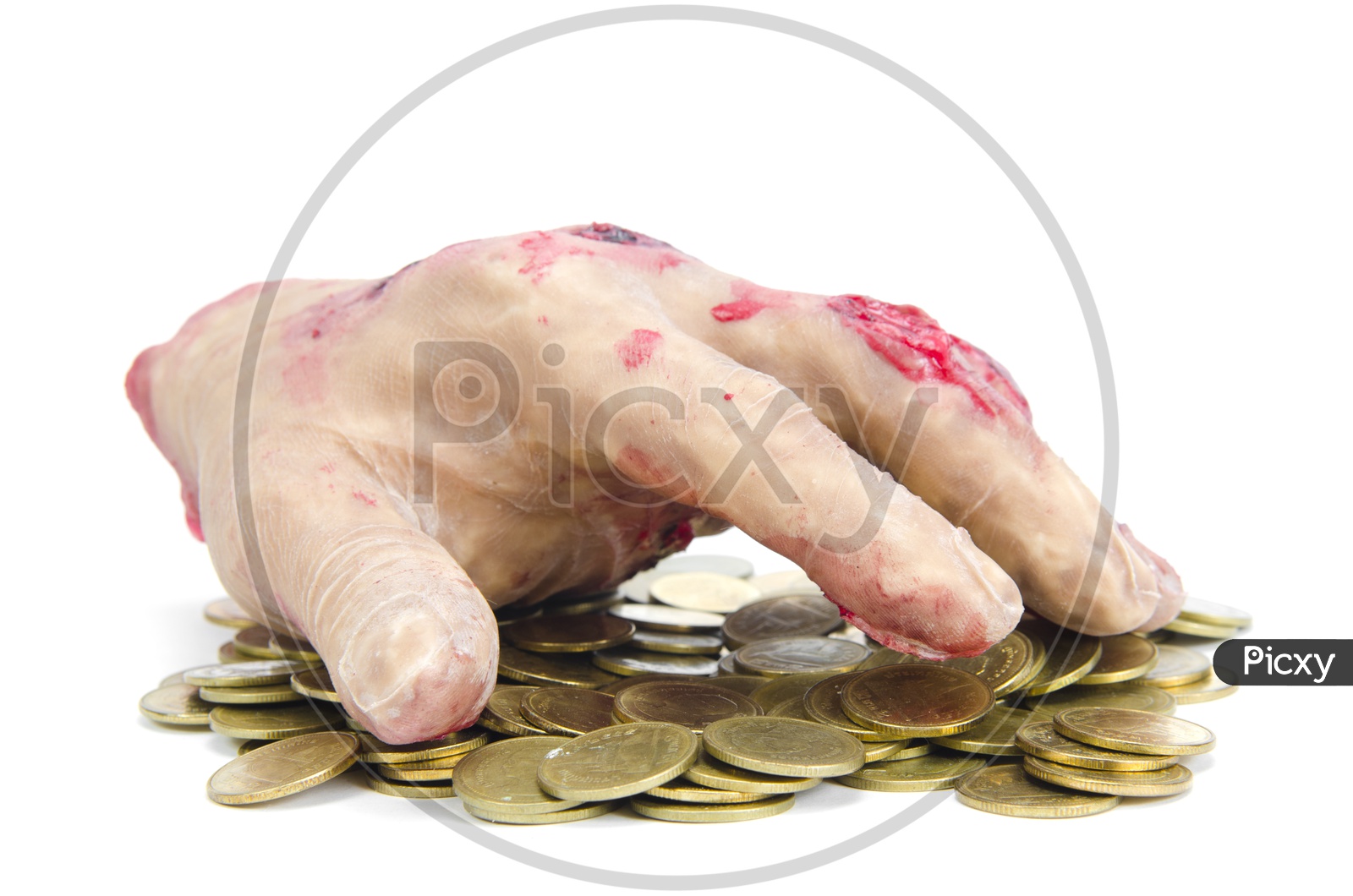 Human hand with coins