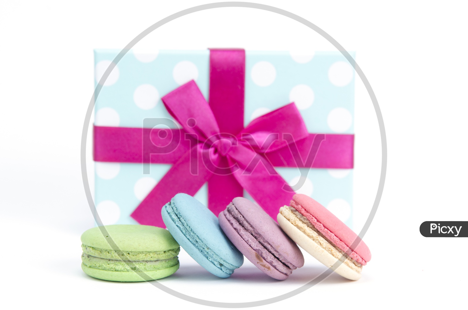 Macaroons and gift box with wrapper