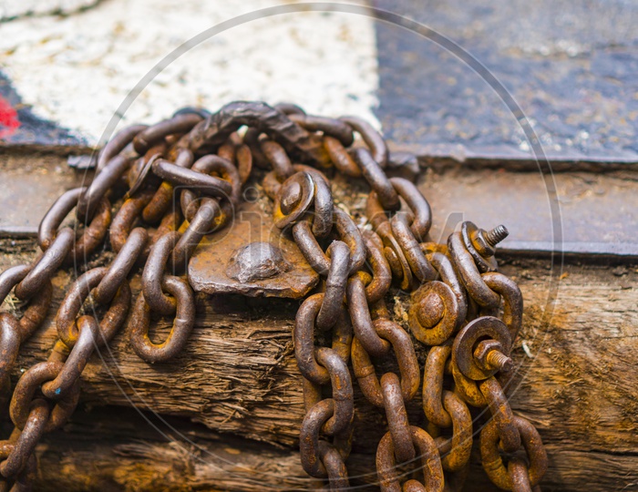 old Rusted Chain At a Shipping Yard