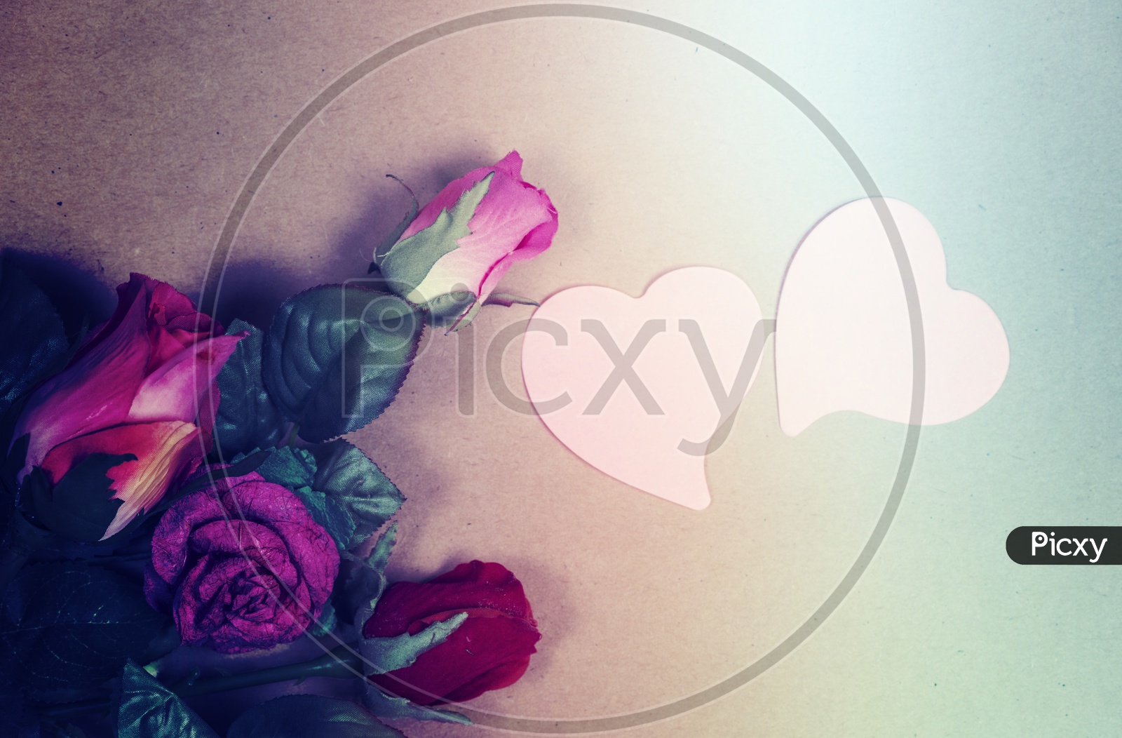 Valentines Day Artistic Backgrounds With  Love hearts , Flowers   and Space For Text