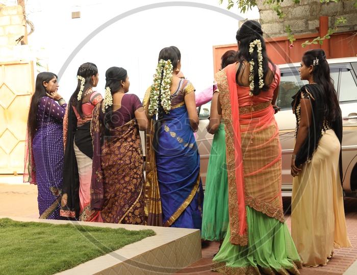 Group of traditional Indian Woman waiting