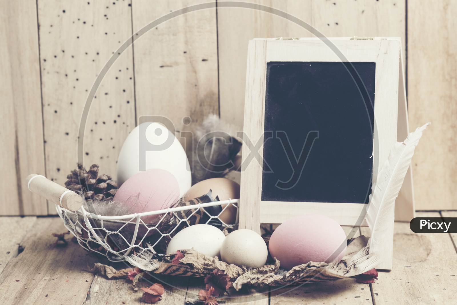 Easter Festival Artistic Background With Colourful Easter Eggs And Copy Space For Text