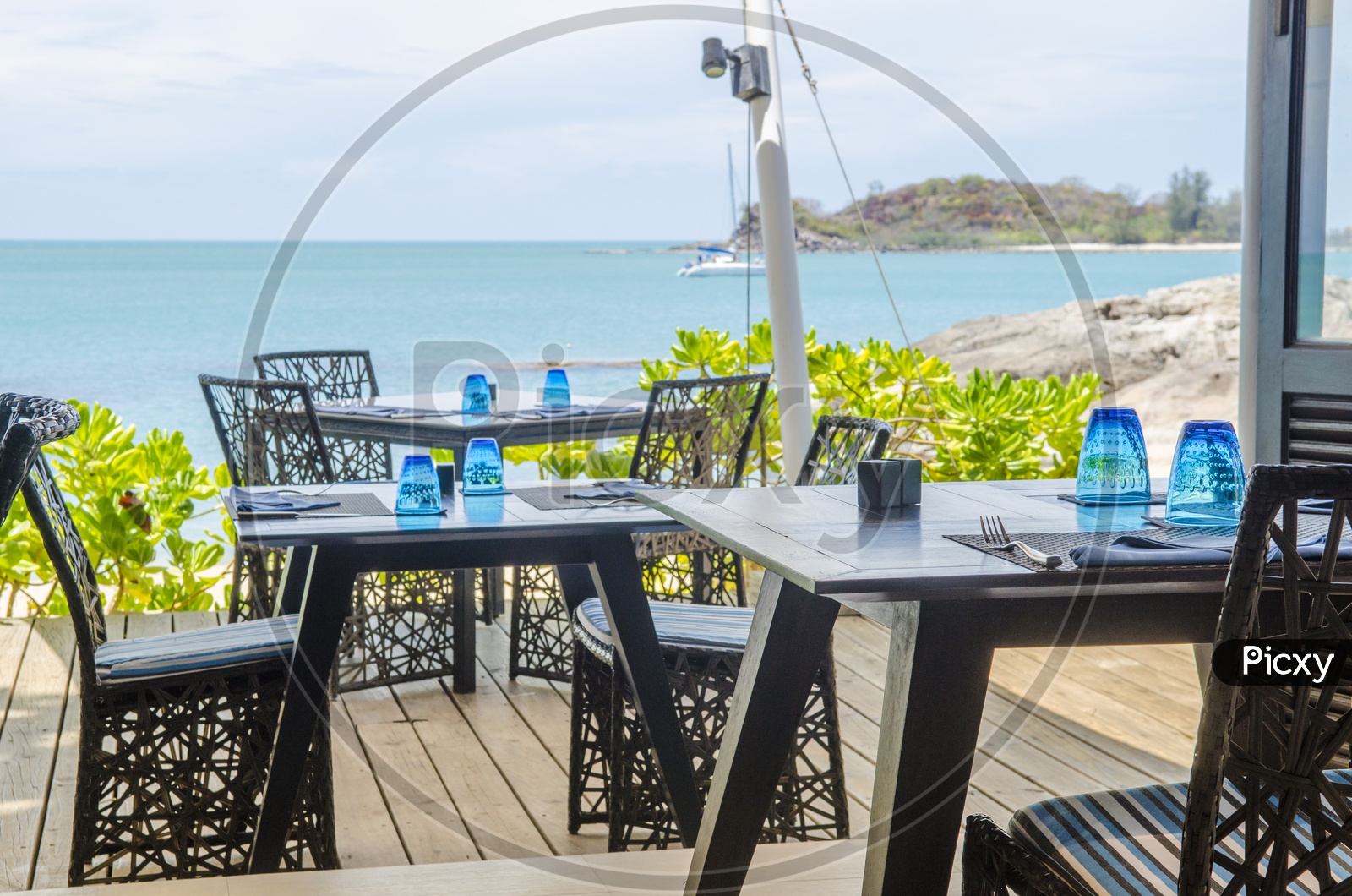 Diner table of a Thai Restaurant along the beach