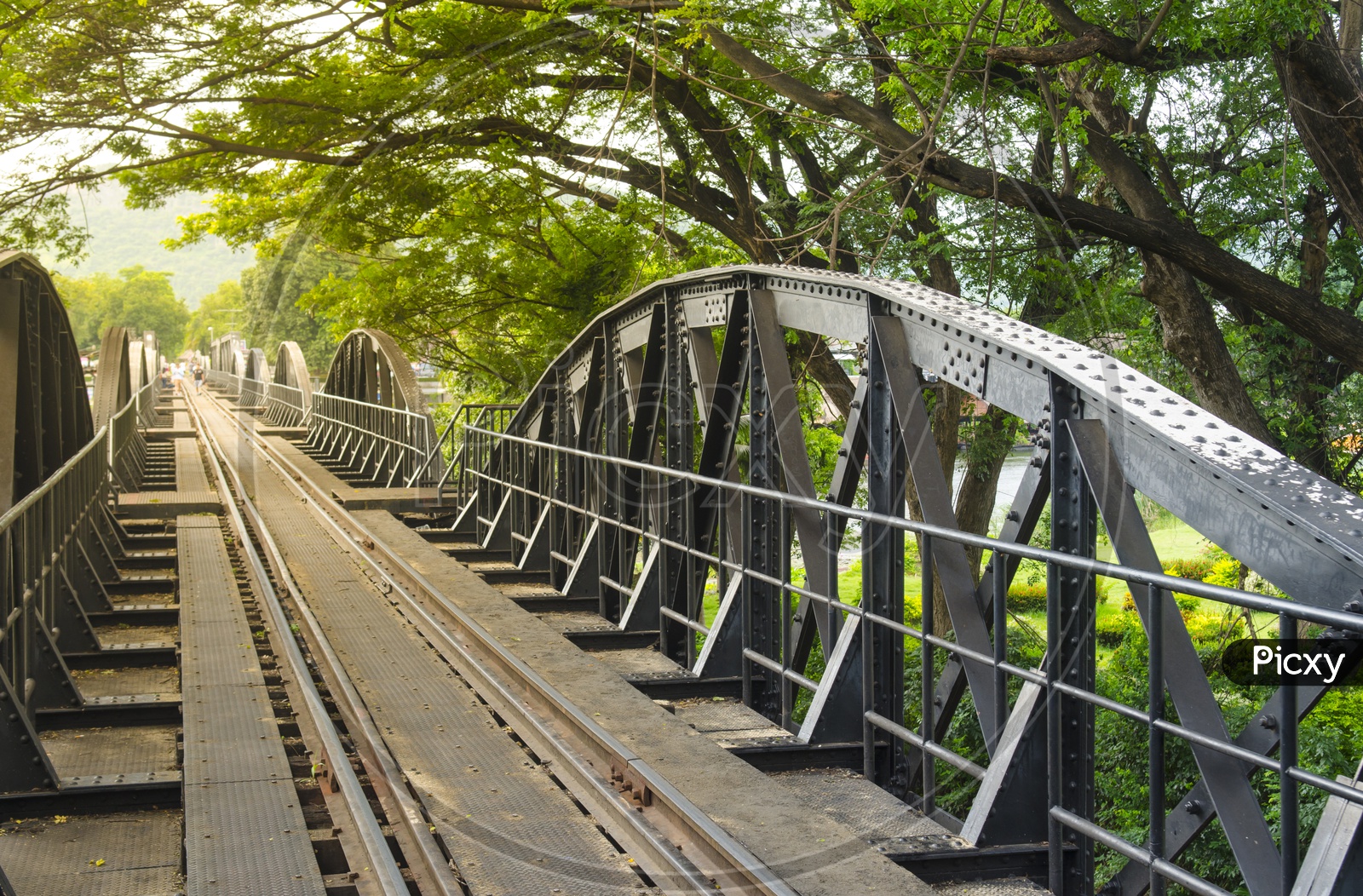 Arch Railway Bridge With Railway Track
